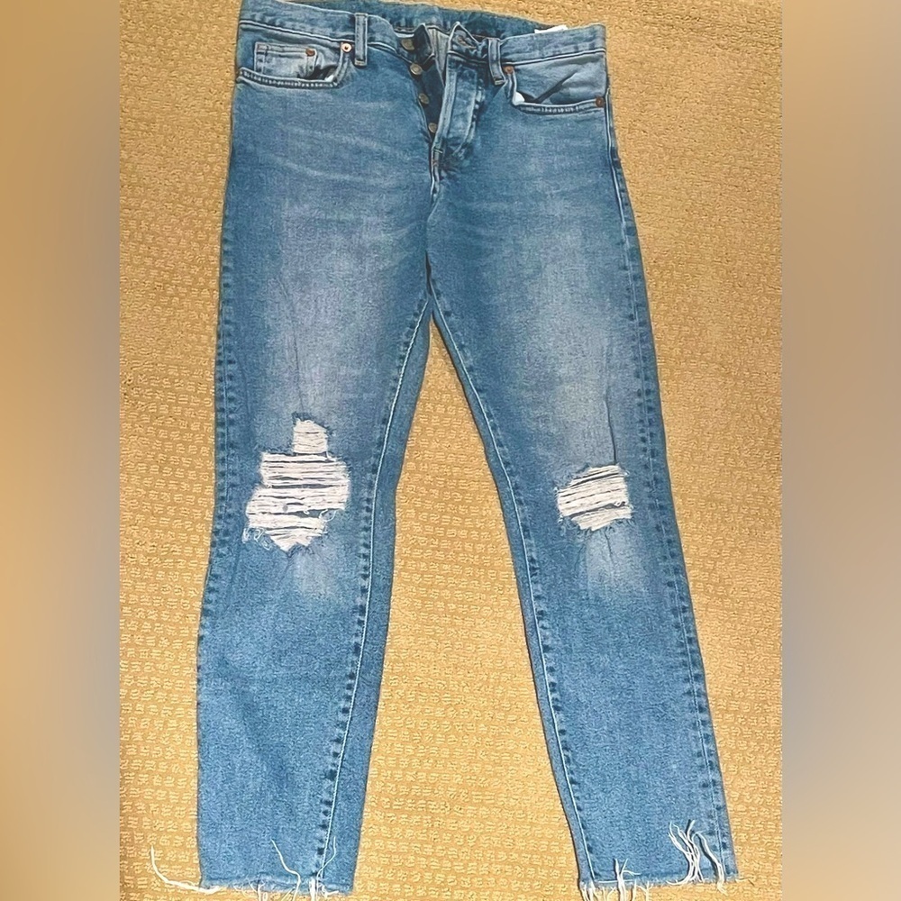 & Denim Relaxed Skinny Cropped Jeans Size 28